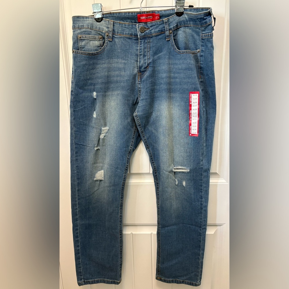 Ring of Fire Blue Slim Distressed Jeans. Size 36x30. NWOT.